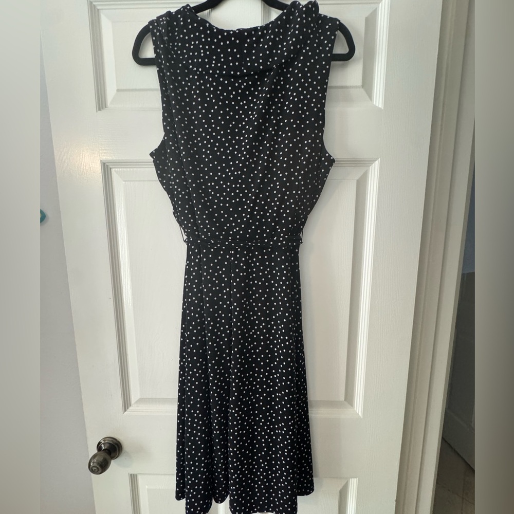 Tommy Hilfiger Sleeveless Black Polka Dot Dress - Picture 2 of 3